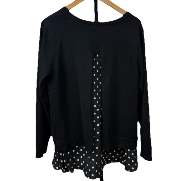 Marée Pour Toi Black Split Back Polka Dot Ruffle Hem Sweater‎ 12 14 Lagenlook - Picture 2 of 6